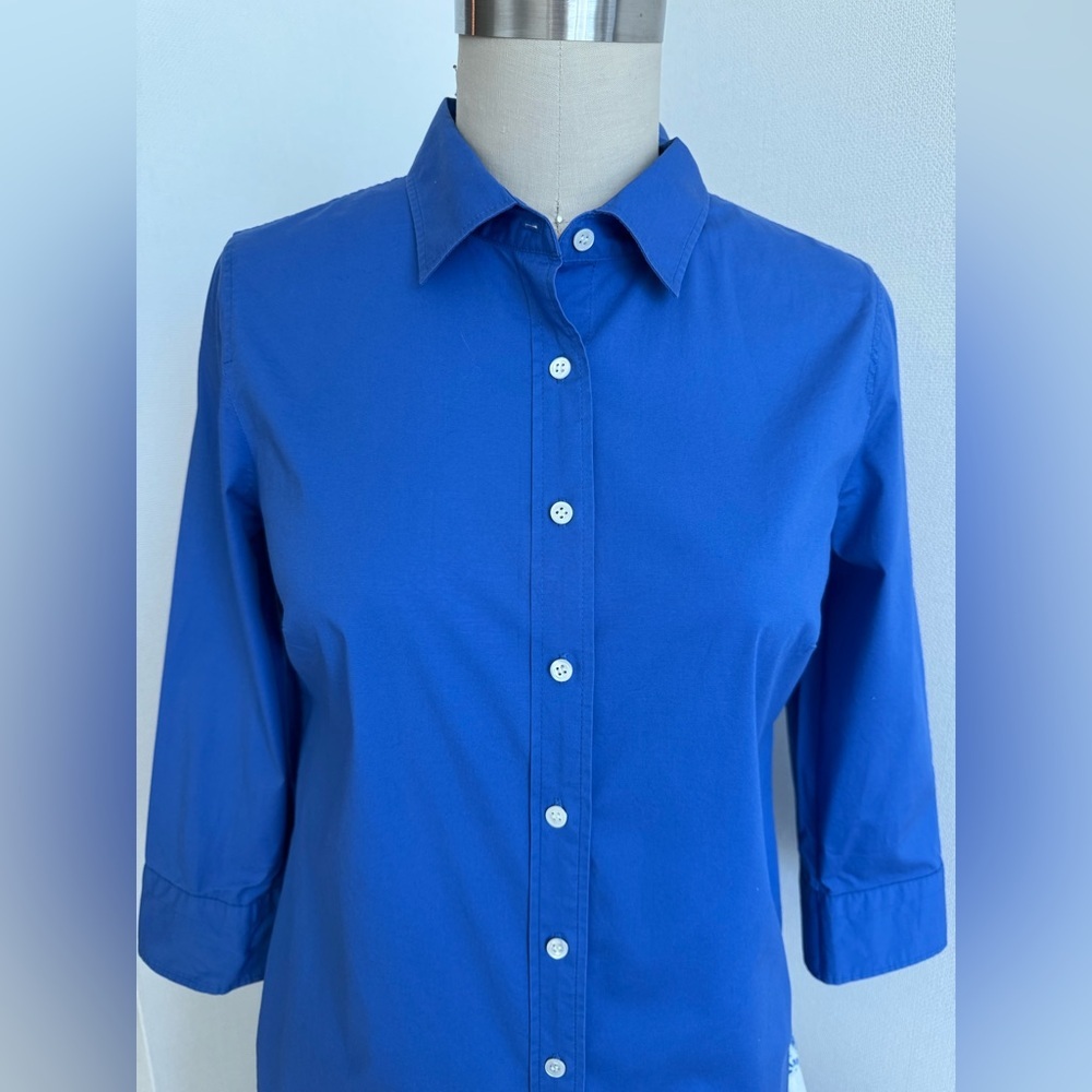 J. Crew Haberdashery cobalt Blue Cotton Blend Shirt, 3/4 sleeves Size S ( 4) - Picture 4 of 14